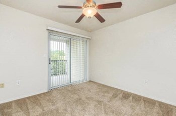Model bedroom with patio door