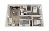 Accento Floor Plan, 2-Bed 2-Bath, 859 SQFT.