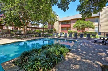 Autumnwood swimming pool surrounded by trees