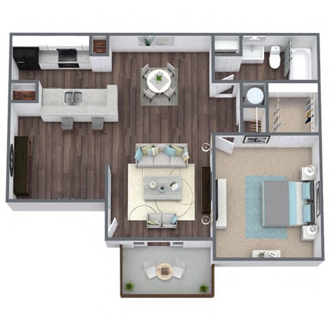 Ibis 1x1 3D Floor Plan