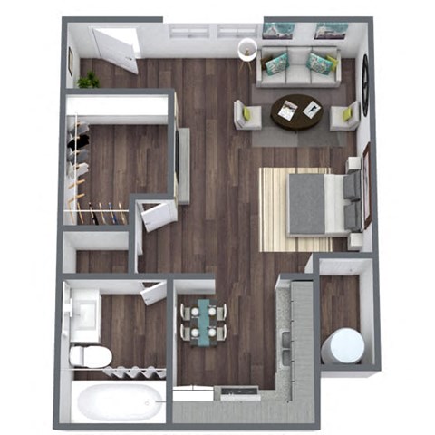 Large Studio 3D Floor Plan