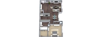1-Bedroom, 1-Bathroom 3D Floor Plan