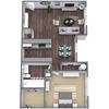 1-Bedroom, 1-Bathroom 3D Floor Plan