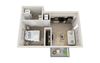 Crescendo Floor Plan, Studio 1-Bath, 422 SQFT.