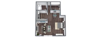 Studio 1 Large, 3D Floor Plan