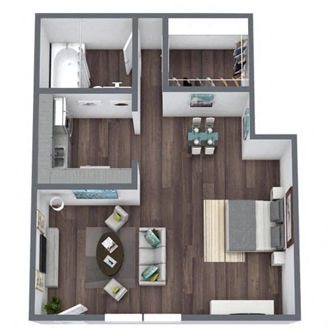 Studio 1 Large, 3D Floor Plan
