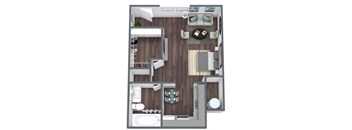 Studio 2 Large, 3D Floor Plan
