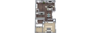 1-Bedroom, 1-Bathroom 3D Floor Plan-A1