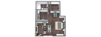 Studio 1, 3D Floor Plan