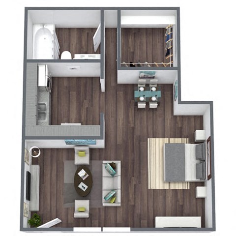 Studio 1, 3D Floor Plan