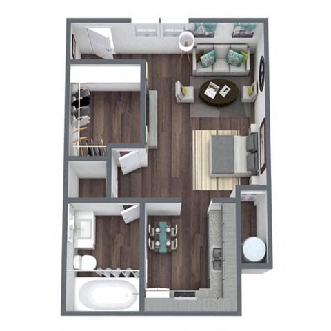 Studio 2, 3D Floor Plan