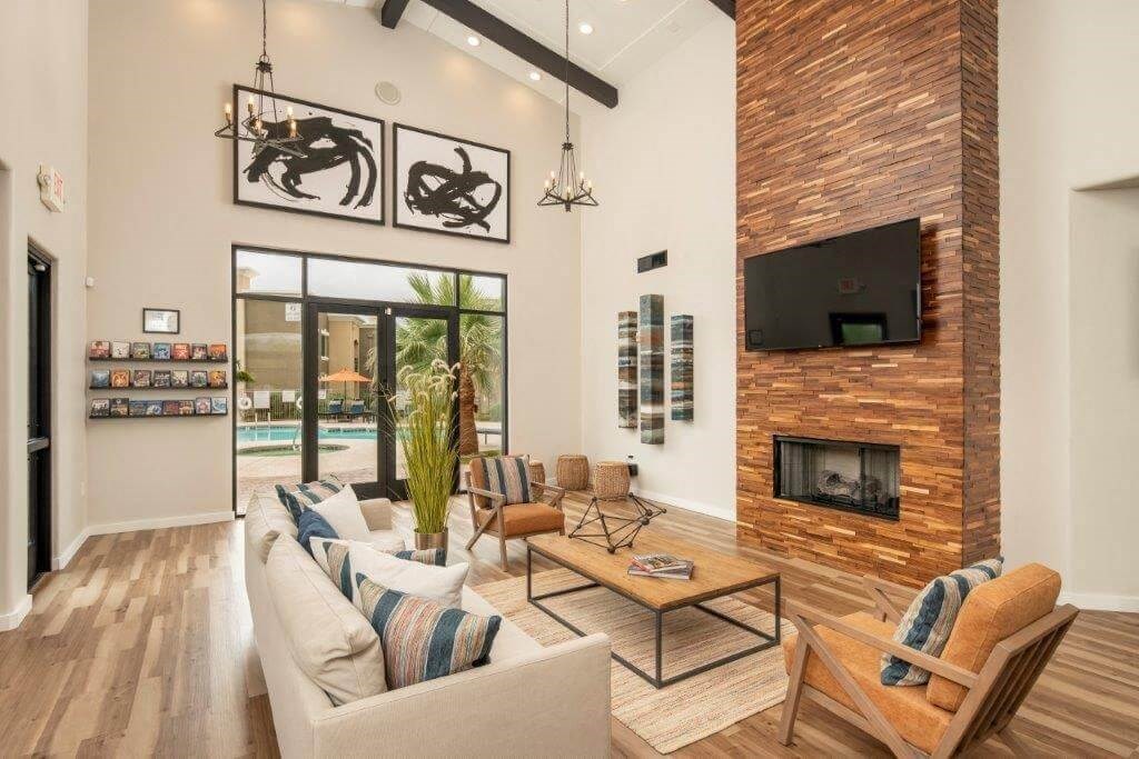 Leasing office interior lounge area