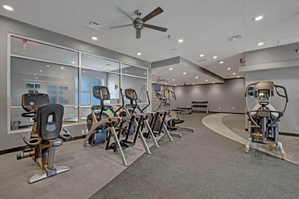 Fitness center with equipment