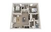 Grandioso Floor Plan, 2-Bed 2-Bath, 870 SQFT.