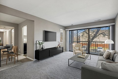 a living room with a couch and a television