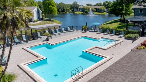 Swimming pool next to the lake