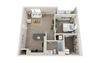 Molto Floor Plan, 1-Bed 1-Bath, 721 SQFT.