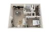 Stretto Floor Plan, 1-Bed 1-Bath, 703 SQFT.