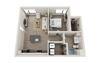 Tempo Floor Plan, 1-Bed 1-Bath, 667 SQFT.