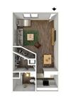 Studio1 3D Floor Plan Staged