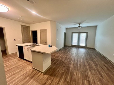 A kitchen with a sink and a countertop at Arbours at Moores Mill, Huntsville, 35811