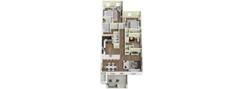 A floor plan of a two-story residential apartment.
