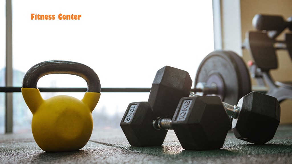 Kettlebell and dumbbells in Fitness Center at Forest Hill, Mobile, AL