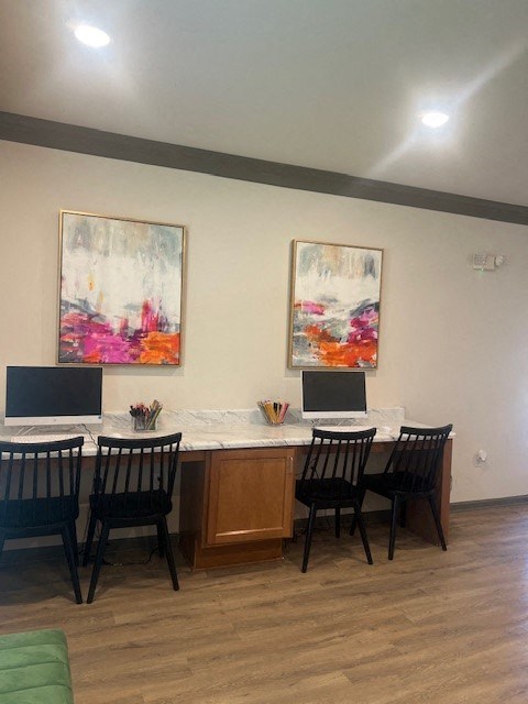 A Room With a Desk and Chairs at Arbours at Quincy, Quincy