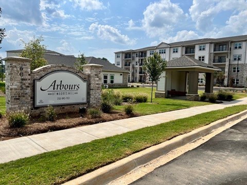Welcoming Signage at Arbours at Moores Mill, Huntsville, AL 35811