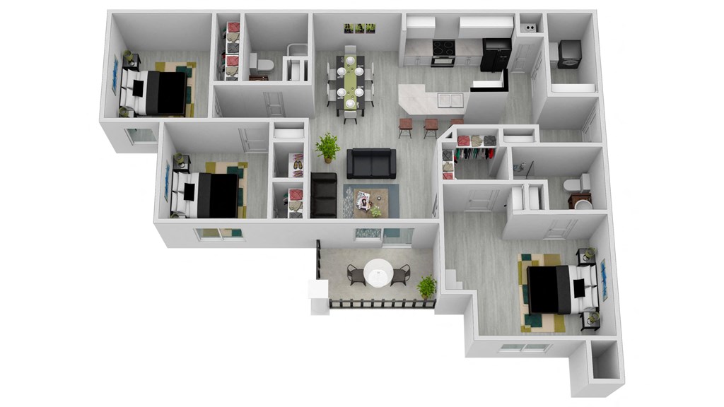 a floor plan of a 3 bedroom192 sq ft house