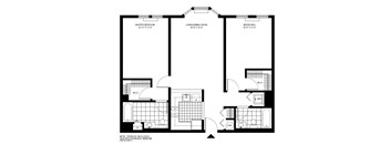 A black and white image of a floor plan for a house.