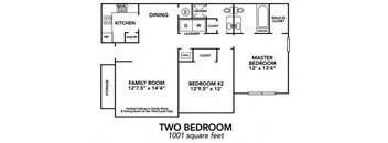 2BR 2BA (1001 SF)