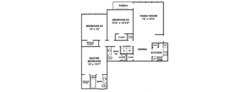 3BR 2BA (1225 SF)
