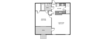 1BR 1BA 662sf