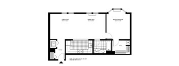 A black and white image of a house floor plan.
