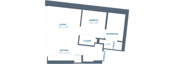 A1 Studio Floor Plan at Eastline Residences Apartments, Dallas