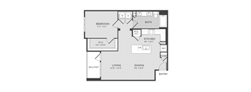 1BR 1BA (874 SF)