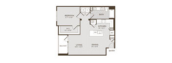 1BR 1BA (874 SF)