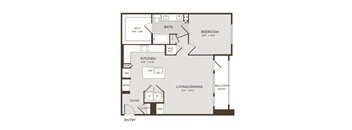 1BR 1BA (961 SF)