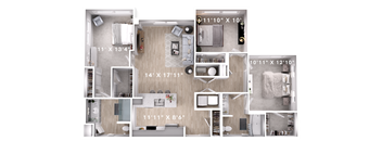 3BR 2BA (1285 SF - C1)