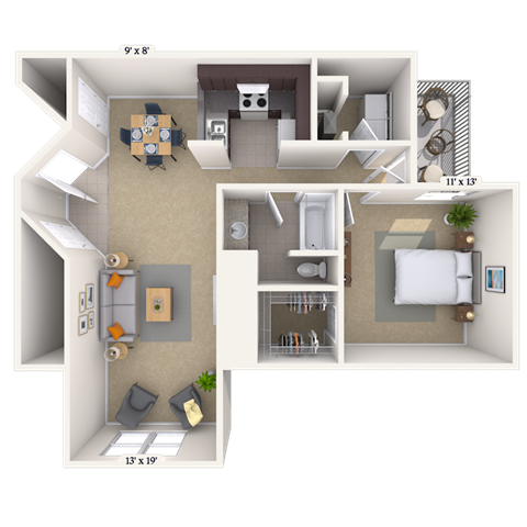 1 bed 1 bath at Crosswinds Apartments, Pearl, MS, 39208