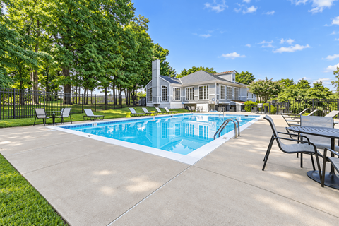 A large house with a pool in the backyard.