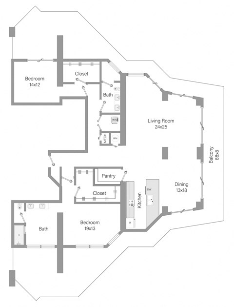 B6 Floor Plan at The Hamilton, Miami