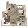 1BR 1BA (685 SF)
