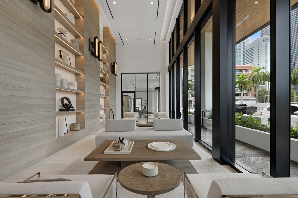 a living room with a couch and a table
