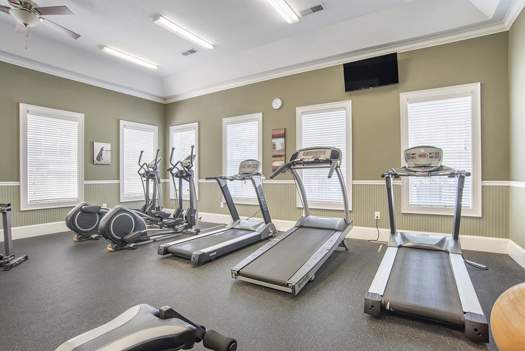 Fitness equipment at Broadstreet at EastChase Apartments, Montgomery, AL