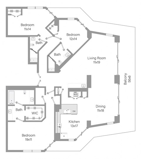 C1 Floor Plan at The Hamilton, Miami