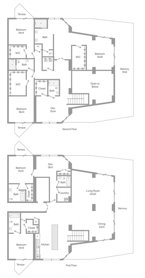 E2 Floor Plan at The Hamilton, Miami, Florida