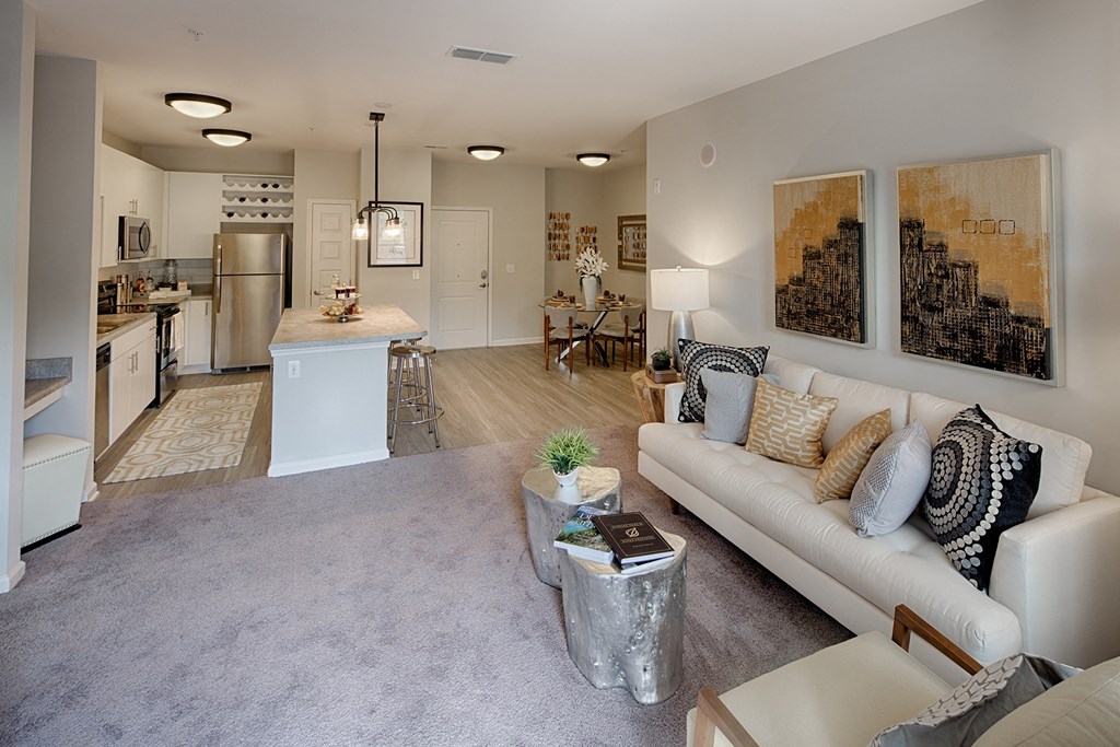Living room at Capital Creek at Heritage Apartments, Wake Forest, North Carolina