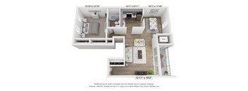 a 1 bedroom floor plan with a bathroom and a living room
